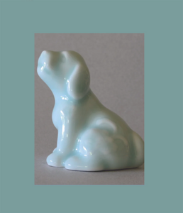 Chinese Year of the Dog Figurine Celadon Glazed Porcelain