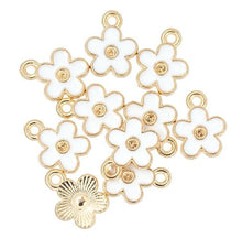 Load image into Gallery viewer, Flower Charm Tiny Gold White
