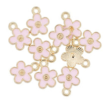 Load image into Gallery viewer, Flower Charm Gold with Pink