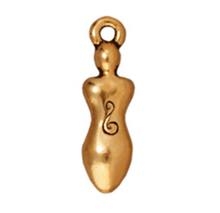 Load image into Gallery viewer, Spiral Goddess Charm by TierraCast in Antique 14k Gold Plate