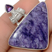 Load image into Gallery viewer, Charoite Pendant in with Amethyst Accent on Tube Bail
