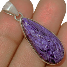 Load image into Gallery viewer, Charoite Pendant in Sterling Silver Teardrop