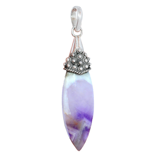 Brazilian Amethyst Pendant in marquise shape with sterling silver beaded cap