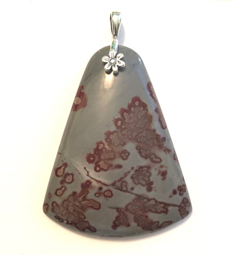 Chohua Jasper Pendant in a Bell Shape with a sterling silver flower bail