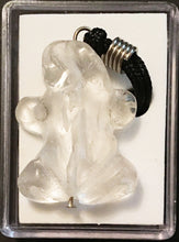 Load image into Gallery viewer, Clear Quartz Frog Amulet on Black Cord aka Frog Fetish Smaller Size