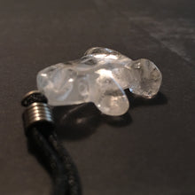 Load image into Gallery viewer, Clear Quartz Frog Amulet on Black Cord aka Frog Fetish Smaller Size