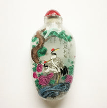 Load image into Gallery viewer, Red Crested Cranes on Branch Glass Snuff Bottle Ornament