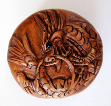 Load image into Gallery viewer, Dragon Ojime Bead in a round pillow shape.