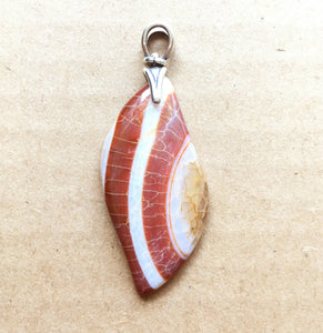 Dragon Veins Agate Pendant in Flame Shape with sterling silver swivel bail