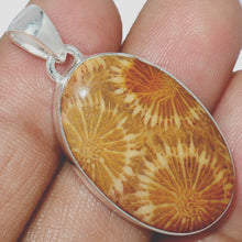 Load image into Gallery viewer, Fossilized Coral Pendant in Silver Oval Frame