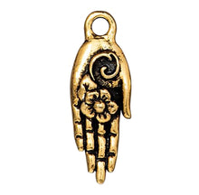 Load image into Gallery viewer, Blossom hand Gold Plated Pewter Charm with Antique Finish
