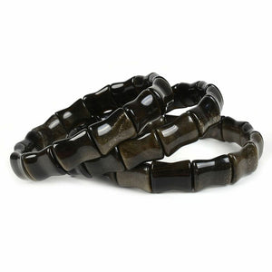 Golden Obsidian Bamboo Bracelet - Feng Shui Obsidian Wealth Bracelet