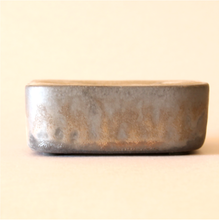 Load image into Gallery viewer, Japanese Square Vase in Gray Pebble Finish with Yellow Ochre