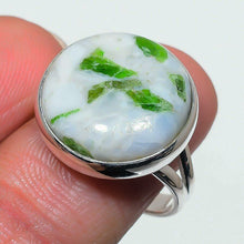 Load image into Gallery viewer, Green Tourmaline in White Quartz Ring in Size 8.5