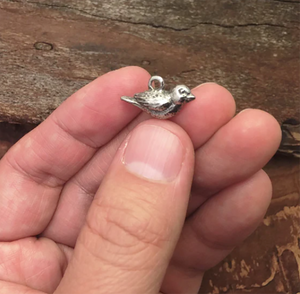 Bird Charm Antique Silver Plated Pewter by Green Girl Studios