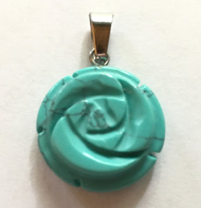 Howlite Pendant Carved Rose Small Size