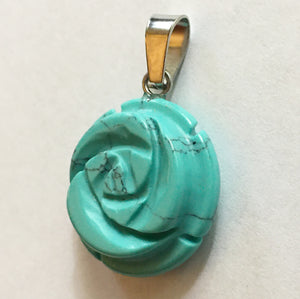 Howlite Pendant Carved Rose Small Size
