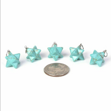 Load image into Gallery viewer, Howlite Merkaba Pendant dyed turquoise - Sacred Geometry Star of David