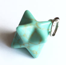 Load image into Gallery viewer, Howlite Merkaba Pendant dyed turquoise - Sacred Geometry Star of David