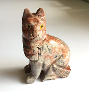 Sitting Cat Figurine Soapstone Carving