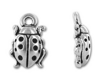 Load image into Gallery viewer, Ladybug Charm in Silver Plate by TierraCast