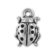 Load image into Gallery viewer, Ladybug Charm in Silver Plate by TierraCast