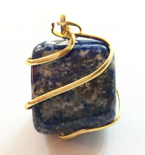Load image into Gallery viewer, Lapis Lazuli Tumbled Stone in Gold Wire Wrap