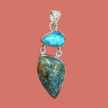 Load image into Gallery viewer, Larimar and Blue Kyanite with Pyrite Pendant
