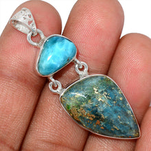 Load image into Gallery viewer, Larimar and Blue Kyanite with Pyrite Pendant