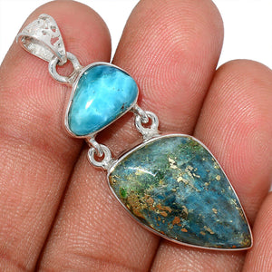 Larimar and Blue Kyanite with Pyrite Pendant