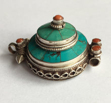 Load image into Gallery viewer, Turquoise Pendant Locket with Red Coral