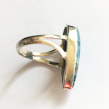 Load image into Gallery viewer, Lightning Azurite with Quartz Silver Ring Size 6.25