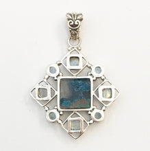 Load image into Gallery viewer, Lightning Azurite Pendant with Moonstones and Topaz