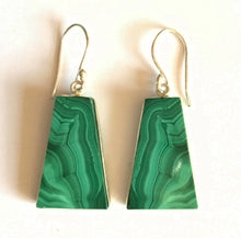 Load image into Gallery viewer, Malachite Earrings in trapezoid shape