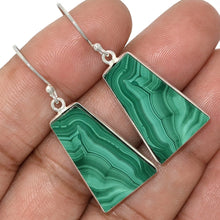 Load image into Gallery viewer, Malachite Earrings in trapezoid shape