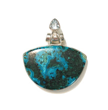 Load image into Gallery viewer, Malachite in Chrysocolla Pendant Bullnose Shape with Blue Topaz Accent