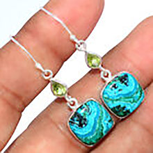 Load image into Gallery viewer, Malachite in Chrysocolla Earrings with Peridot Accents