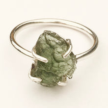 Load image into Gallery viewer, Moldavite ring size 8.5 Czechia Green Moldavite