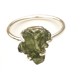 Moldavite ring size 8.5 Czechoslovakian Green Moldavite