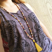 Load image into Gallery viewer, Mookaite Jasper Mala Prayer Bead Necklace with Tassel and Brass Om Charm