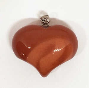 Mookaite Puffy Heart Pendant in Stainless Steel