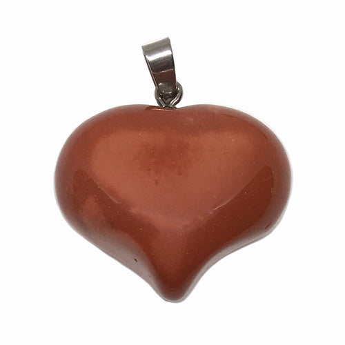 Mookaite Puffy Heart Pendant in Stainless Steel