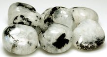Load image into Gallery viewer, Rainbow Moonstone with Black Tourmaline in tumbled half pound lot