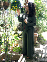 Load image into Gallery viewer, Tienda Ho Moroccan Sage Green Cotton Rayon Najma Tunic Top that is reminiscent of Sherwood Forest