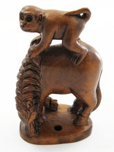 Load image into Gallery viewer, Monkey on Horse Japanese Boxwood Netsuke Bead