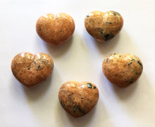 Load image into Gallery viewer, Orange Calcite with Black Tourmaline Puffy Crystal Heart Medium-Size in Burnt Orange