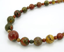Load image into Gallery viewer, Picasso Jasper Graduated Round Bead Necklace with Macrame Closure