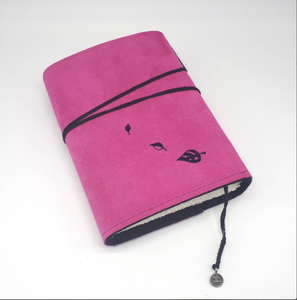 Celtic Journal of Rabbit in Passion Pink Handmade Suede Leather Journal