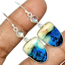 Load image into Gallery viewer, Quantum Quattro Silica TM Earrings in Sterling Silver Shields with Rainbow Moonstone Accents