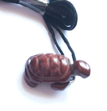 Load image into Gallery viewer, Red Jasper Turtle Amulet on Black Cord aka Turtle Fetish